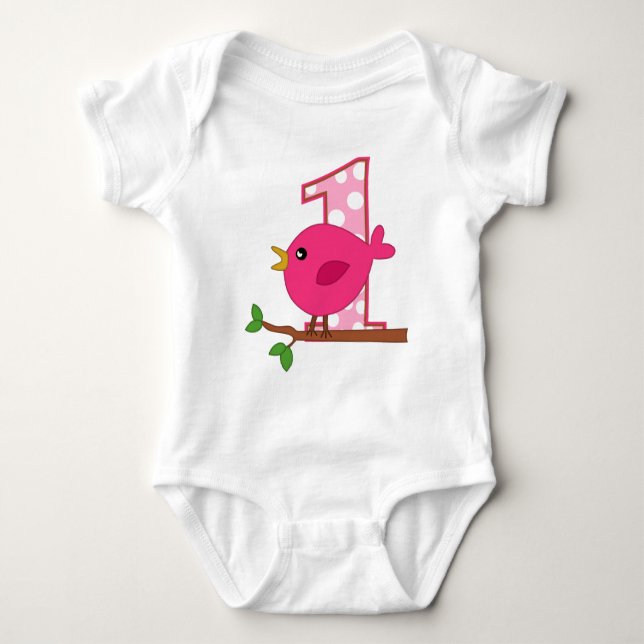 Erster Geburtstag Birdie Baby Strampler (Vorderseite)