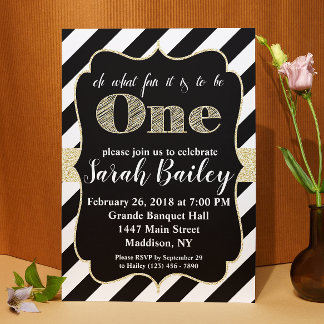 Erster Geburtstag Black Gold Glitzer Geburtstag Ei Einladung