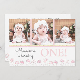 Erster Geburtstag Blush Pink Gold Collage Einladung