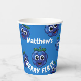 Erster Geburtstag Boy Blue Berry 1. Pappbecher