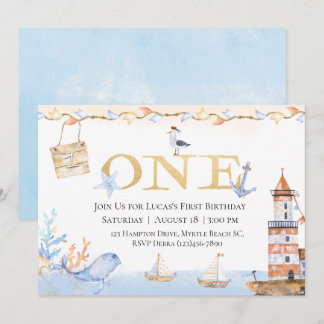 Erster Geburtstag Boys Nautical Blue Lighthouse