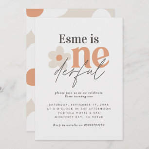 Erster Geburtstag daisboho retro terracotta natürl Einladung