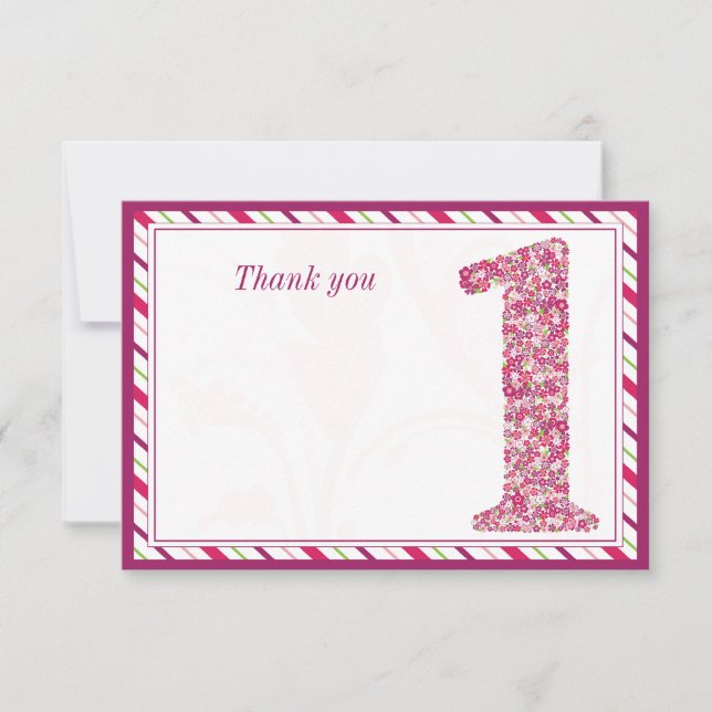 Erster Geburtstag der Blumen und der Dankeskarte (Vorderseite)