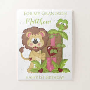 Erster Geburtstag des Enkels Süßer Löwe Puzzle
