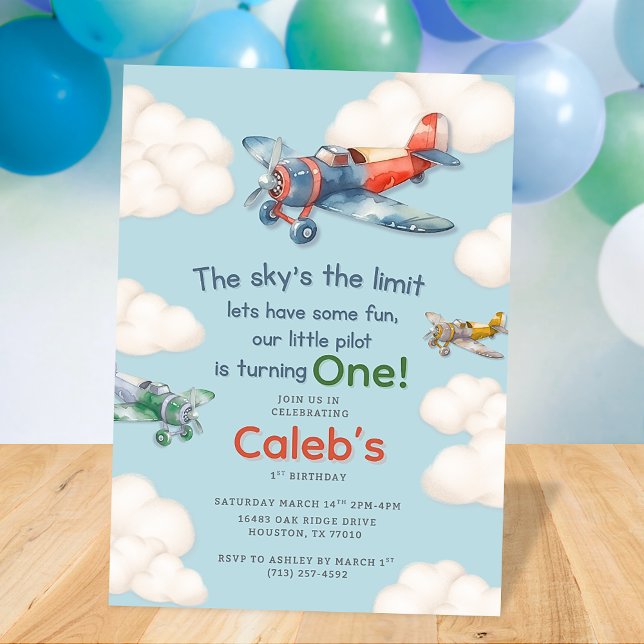 Erster Geburtstag des kleinen Piloten Einladung (Von Creator hochgeladen)