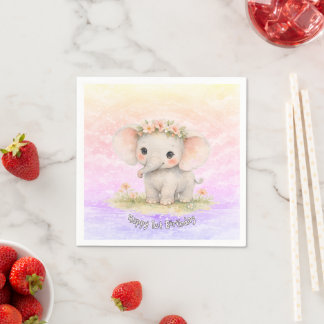 Erster Geburtstag Elefant Regenbogen Rosa Pastell Serviette