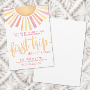 Erster Geburtstag Erster Rundgang durch die Sonne Einladung