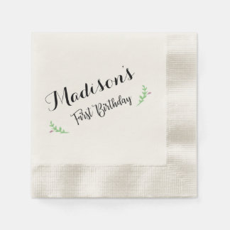 Erster Geburtstag Floral Napkin Serviette