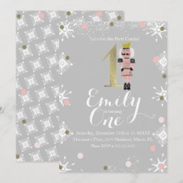 Erster Geburtstag Forelle Nutcracker Schneeflocken Einladung