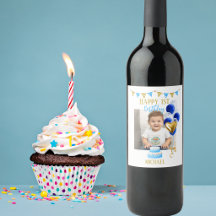 Erster Geburtstag Foto Blau Gold Ballon Süß