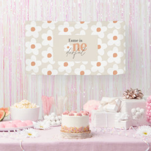Erster Geburtstag Gänseblümchen Boho Retro Terrako Banner