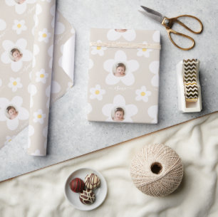 Erster Geburtstag Gänseblümchen Boho Retro Terrako Geschenkpapier