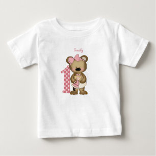 Erster Geburtstag Girl Teddy Bear mit Doll T - Shi Baby T-shirt