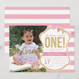 Erster Geburtstag Glitzer Geburtstagsfeier Einladu Einladung