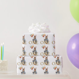 Erster Geburtstag Hase mit Ballons  Geschenkpapier