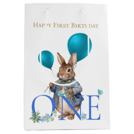 Erster Geburtstag Hasen Ballons Nummer Eins Mittlere Geschenktüte