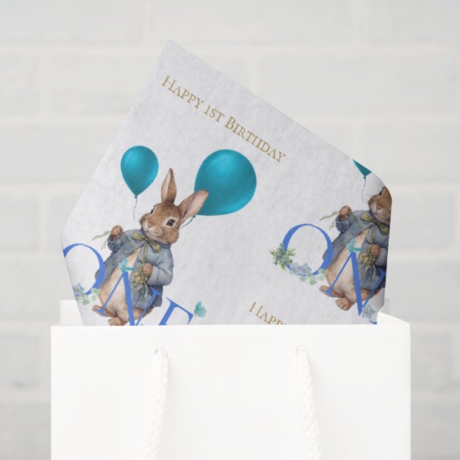 Erster Geburtstag Hasenballons Seidenpapier (Geschenktüte)