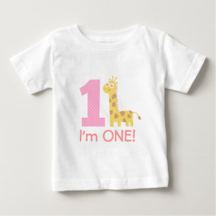 Erster Geburtstag, ich bin Eins, süße Giraffe Baby T-shirt