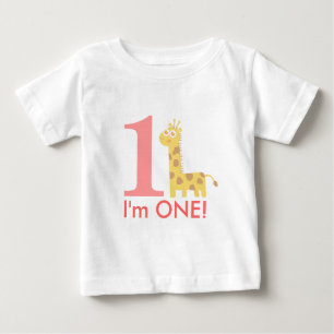 Erster Geburtstag, ich bin eins, süße Giraffe Baby T-shirt