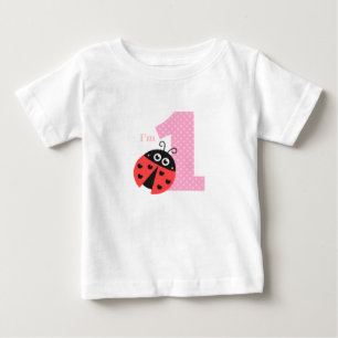Erster Geburtstag, ich bin eins, Süßer Marienkäfer Baby T-shirt