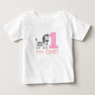 Erster Geburtstag, ich bin Eins, süßes Zebra Baby T-shirt