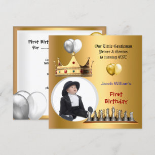 Erster Geburtstag Junge 1. Gentleman Prinz Genie Einladung