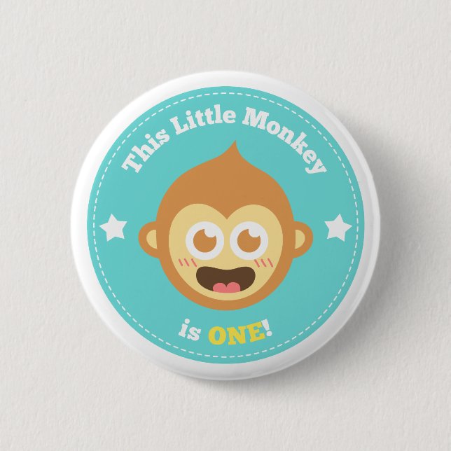 Erster Geburtstag, kleiner Affe ist Eins Button (Vorderseite)