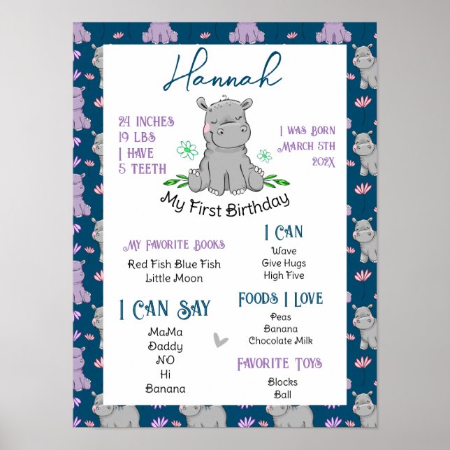 Erster Geburtstag - Meilenstein Poster (Vorne)