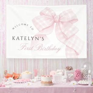 Erster Geburtstag mit rosa Schleife Banner