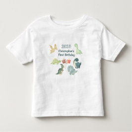 Erster Geburtstag Niedlich Dinosaurier Wasserfarbe Kleinkind T-shirt