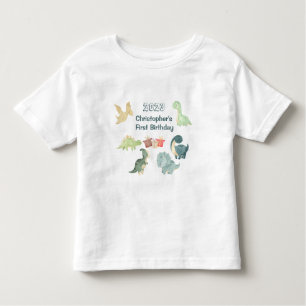 Erster Geburtstag Niedlich Dinosaurier Wasserfarbe Kleinkind T-shirt