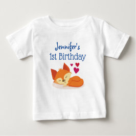 Erster Geburtstag Niedlicher Orange Fox mit Herz Baby T-shirt