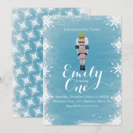Erster Geburtstag Nutcracker Snowflakes Wasserfarb Einladung