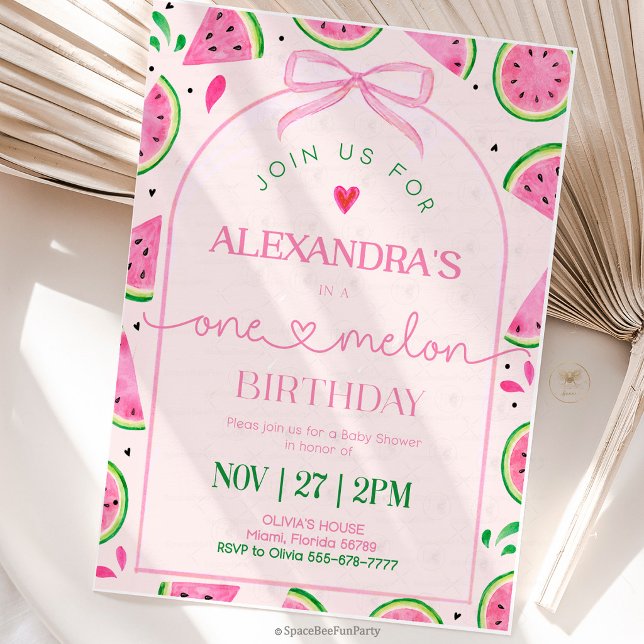 Erster Geburtstag: One In A Melon Einladung (watermelon birthday invitation, one in a melon, first birthday invitation, summer birthday party, wa)