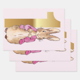 Erster Geburtstag Peter der Rabbit Pink Jacket Geschenkpapier Set