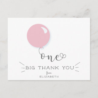 Erster Geburtstag Pink Ballon Danke Post Karte