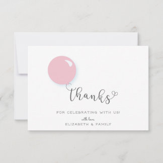 Erster Geburtstag Pink Balloon Vielen Dank Dankeskarte