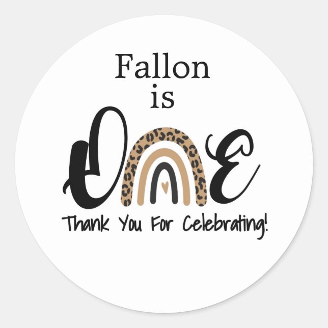 Erster Geburtstag, Rainbow einladen, ONE Runder Aufkleber (Vorderseite)