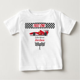 Erster Geburtstag Red Race Car Fast One Baby T-shirt