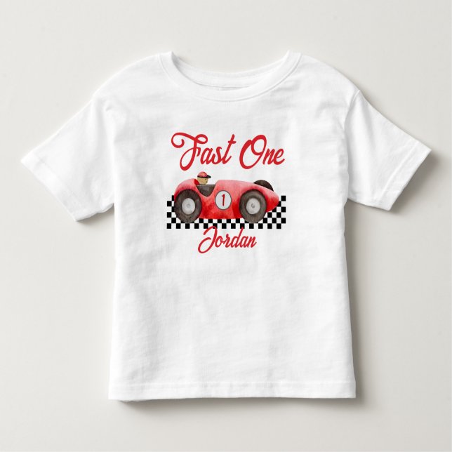 Erster Geburtstag Red Race Car Fast One Kleinkind T-shirt (Vorderseite)