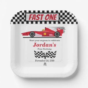 Erster Geburtstag Red Race Car Fast One Pappteller