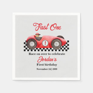 Erster Geburtstag Red Race Car Fast One Serviette