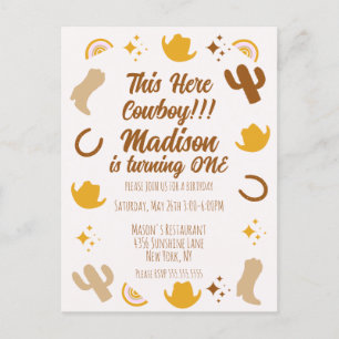 Erster Geburtstag Regenbogen Rodeos Groovy Geburts Postkarte