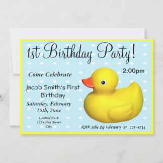 Erster Geburtstag Rubber Ducky Einladung