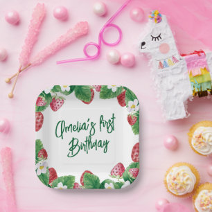 Erster Geburtstag Sommer Strawberry Berry Sweet Pappteller