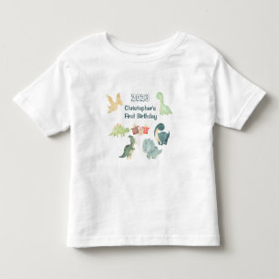 Erster Geburtstag Süßer Dinosaurier Wasserfarbe Kleinkind T-shirt