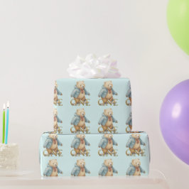 Erster Geburtstag Teddybär fährt Skateboard Geschenkpapier