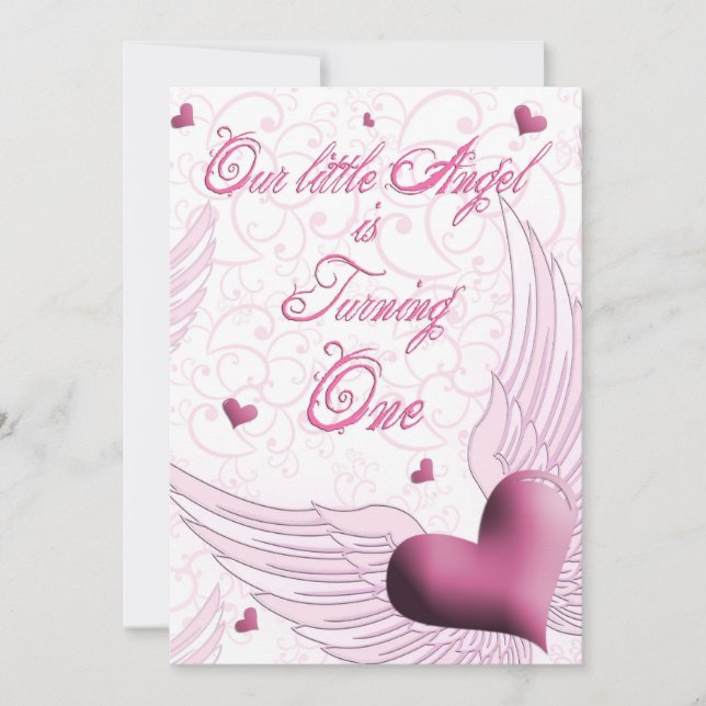 Erster Geburtstag - Unser Kleiner Engel Einladung (Vorderseite)