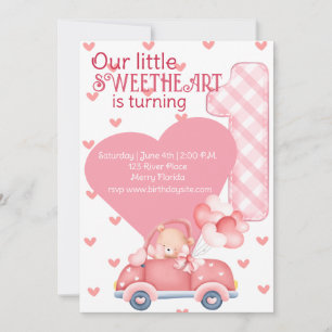 Erster Geburtstag Valentine Thema Einladung