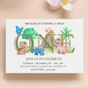 Erster Geburtstag Wild One Baby Dinosaurier Flyer